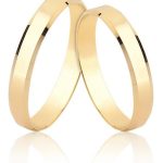 Par Alianças de Ouro 18K 3MM de Largura Chanfrada 4 Gramas de Ouro