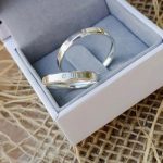 Par Aliança Prata 950 Chanfrada 3MM e Pedra