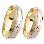 Par Alianças de Moedas Antiga Bodas de Prata Abaulada 8MM Filete Prata