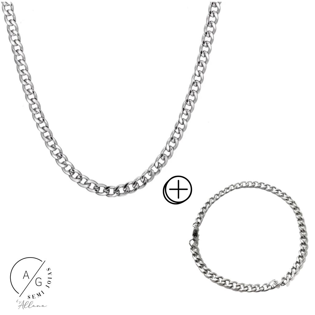 c-24.jpg Corrente e Pulseira Masculina Groumet Aço Inox - Imagem 1