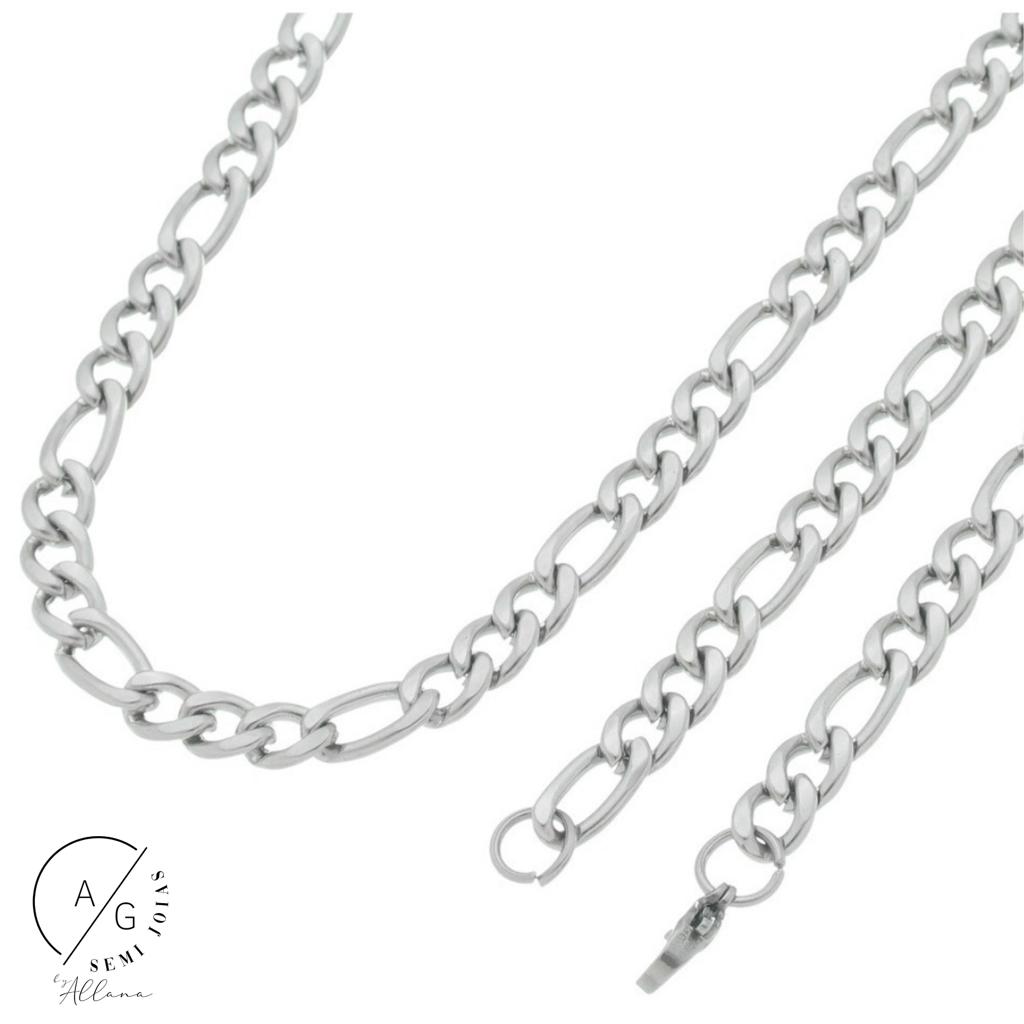 c-28.jpg Corrente e Pulseira Masculina 3x1 Aço Inox - Imagem 1