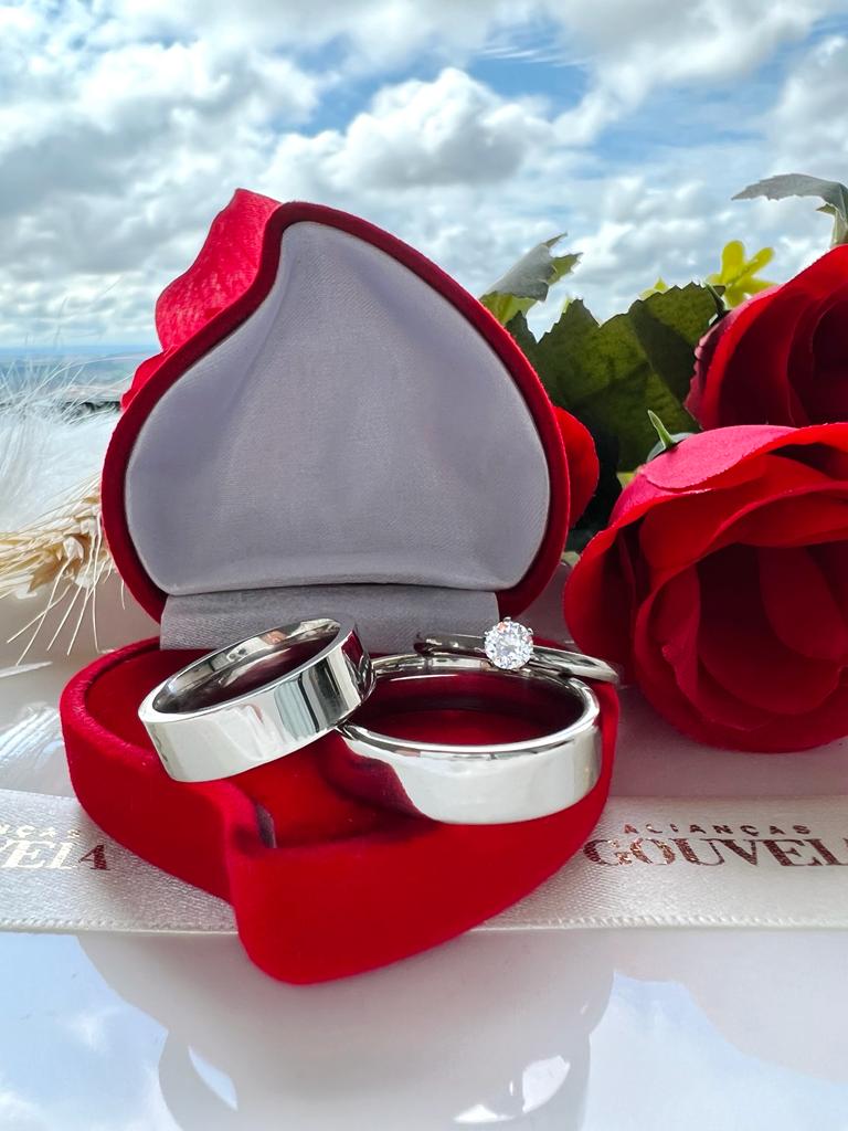 f31.jpg Par de Alianças Reta Aço Inox Reta 6MM Tradicional - Imagem 1