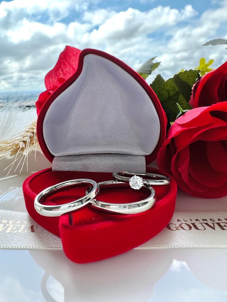 f43.jpg Par de Aliança Aço Inox Abaulada 3MM - Imagem 1