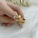 Par Alianças de Aço Inoxidável Dourada Abaulada 6mm