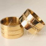 Par Alianças de Moedas Antiga com Pedras Cravadas 12MM