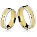 Par Alianças de Moedas Antiga Bodas de Prata Reta 8MM Filete Prata e Pedra