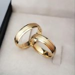 Par Alianças de Moedas Antiga Abaulada 6MM Friso Escovada