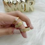 Par Alianças de Aço Inoxidável Dourada Jateada 6mm Glitter