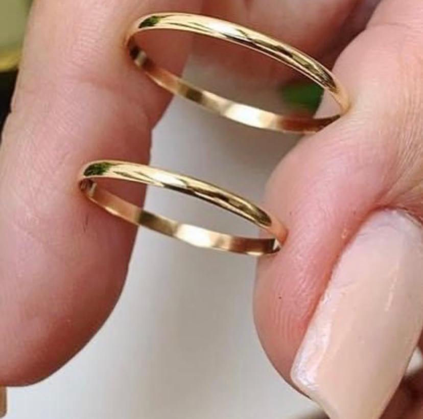 mod-abaulada-2mm.jpg Par de Alianças de Moedas Antigas Abaulada 2MM Tradicional - Imagem 1