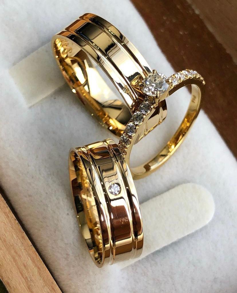 mod-dois-frisos-3.jpg Par Alianças de Moedas Antiga Reta 7MM 2 Frisos abertos e Pedra - Imagem 1