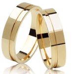 Par Alianças de Ouro 18K 5MM de Largura friso no canto 9 Gramas de Ouro