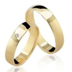 Par de Alianças Ouro 18K Abaulada 5MM e Pedra 10 Gramas