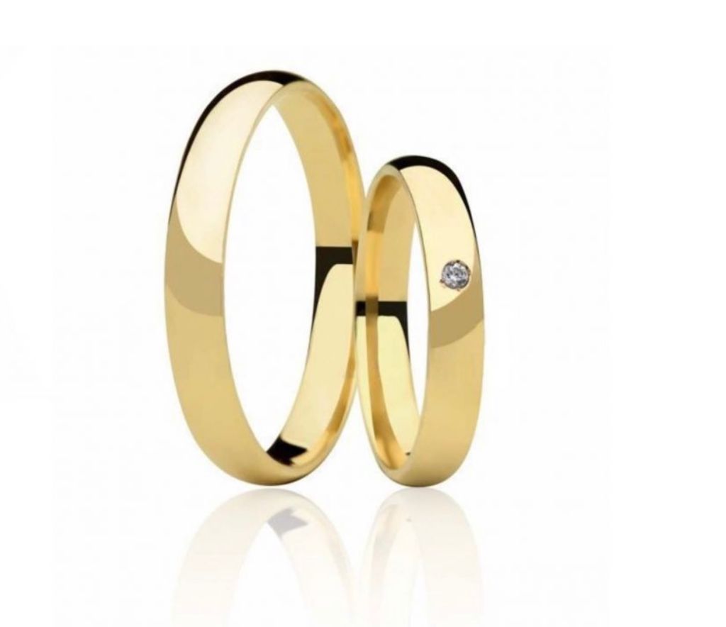 mod-ouro-abau-4mm-pedra.jpg Par de Alianças Ouro 18k Abaulada 4MM e Pedra 8 Gramas - Imagem 1