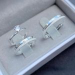 Par Aliança Prata 950 Reta 5MM Friso no Meio Jateada e Pedra