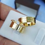 Par Alianças de Moedas Antiga Reta 7MM dois Frisos e Pedra